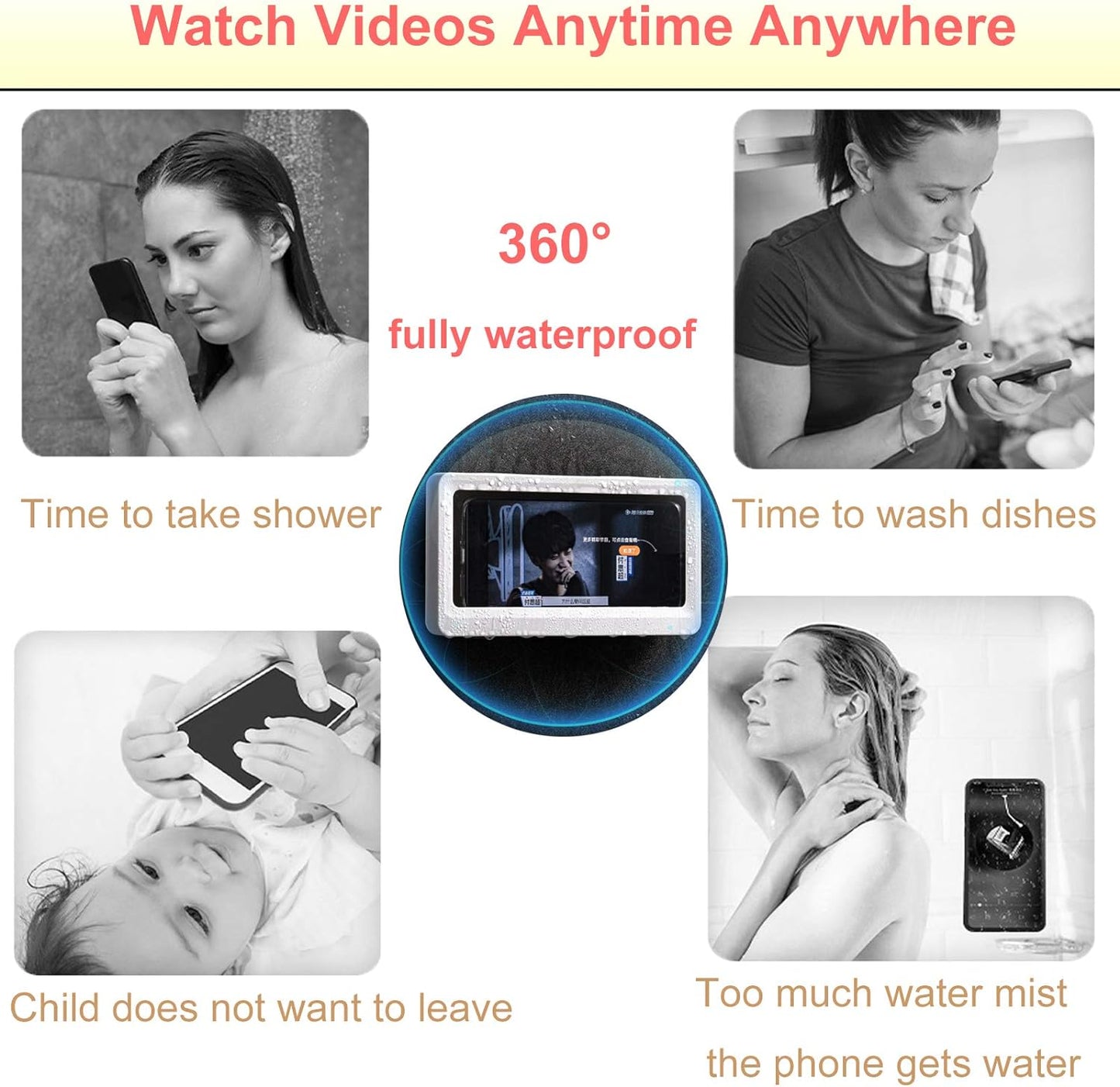 Revolutionary Waterproof Shower Phone Holder – Enjoy Your Favorite Videos in Style with the HD Anti-Fog Mirror Touch Screen Shelf for Bathroom!