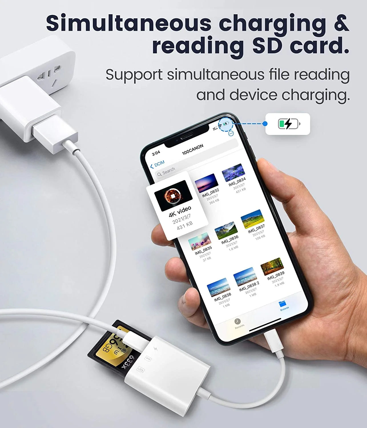 Universal SD Card Reader for iPhone & iPad - Dual Slot Photography Memory Card Adapter for Effortless File Transfer